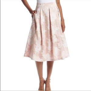 Eliza J pink flora midi skirt